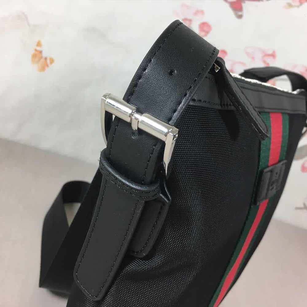 Bolsa de cuerpo cruzado de hombro Gucci negro/gris 387111-10