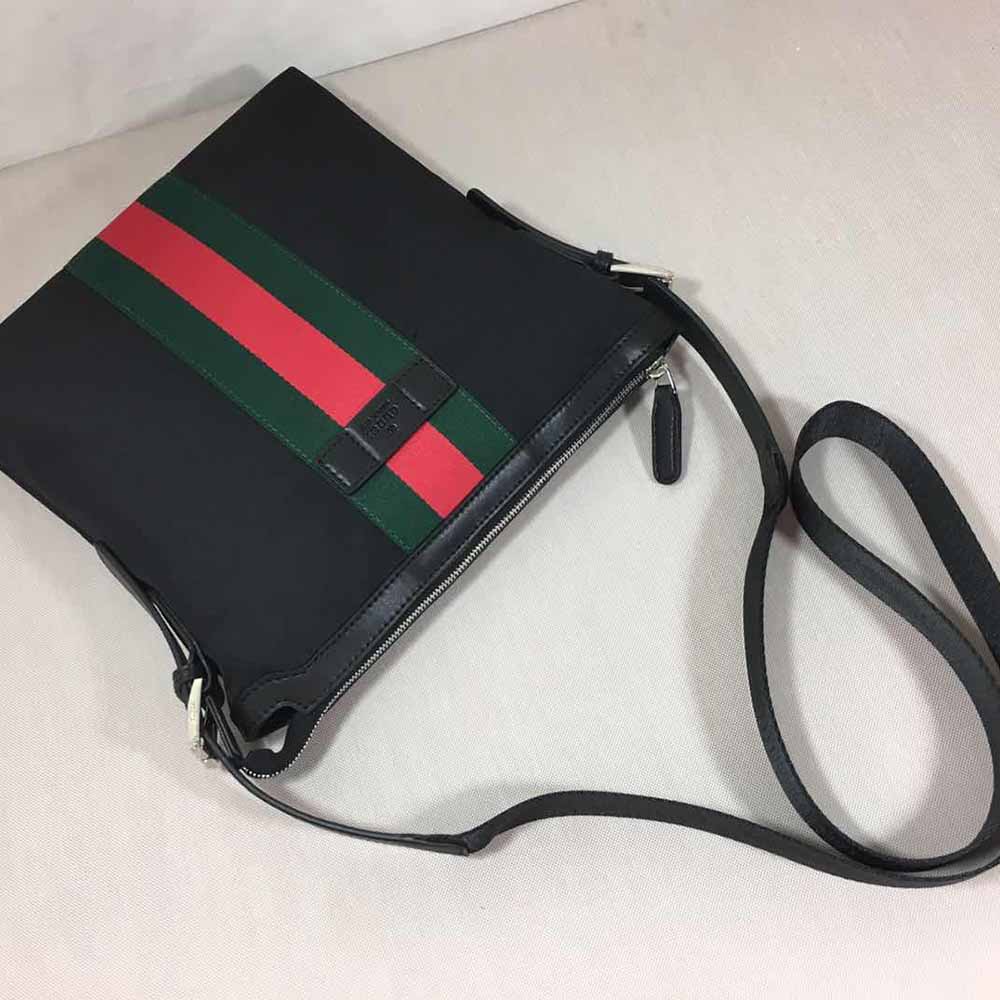Bolsa de cuerpo cruzado de hombro Gucci negro/gris 387111-13