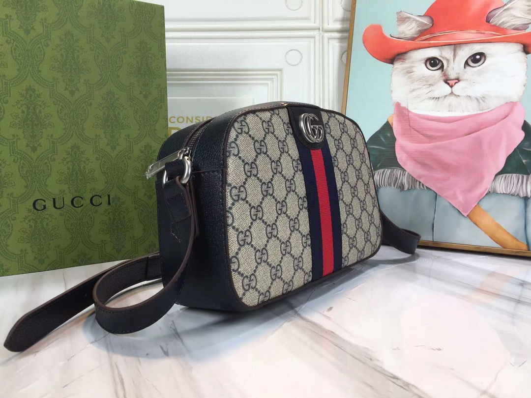 Gucci Ophidia Doble G Bolso de hombro: negro/blanco-1