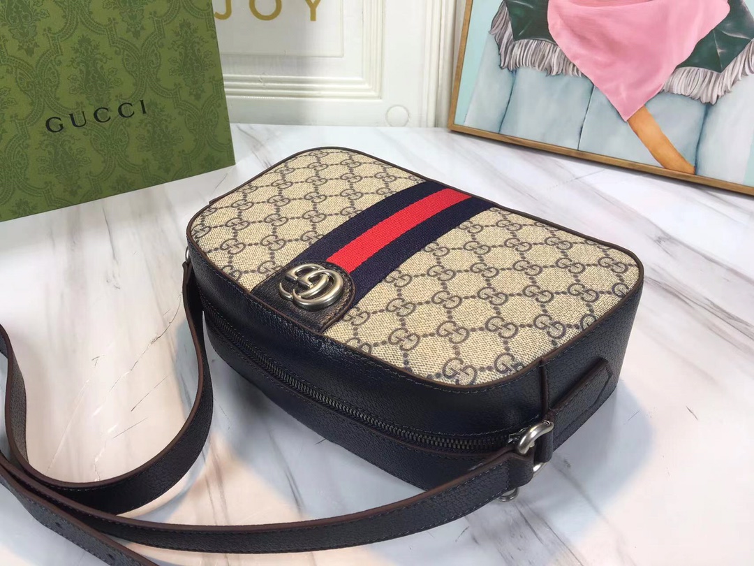 Gucci Ophidia Doble G Bolso de hombro: negro/blanco-3