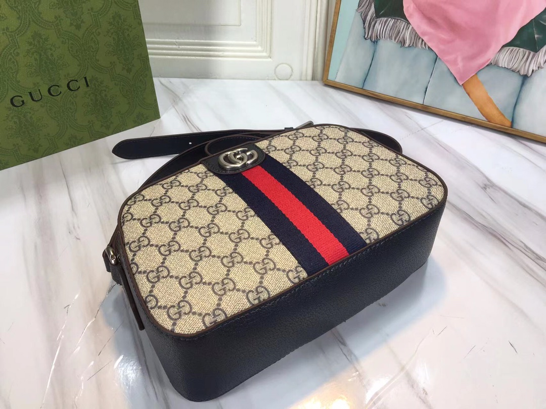 Gucci Ophidia Doble G Bolso de hombro: negro/blanco-4
