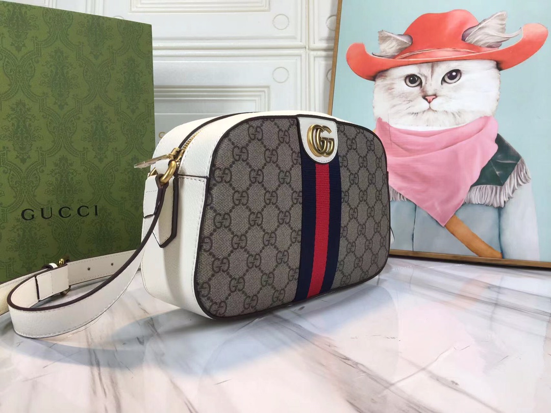 Gucci Ophidia Doble G Bolso de hombro: negro/blanco-7