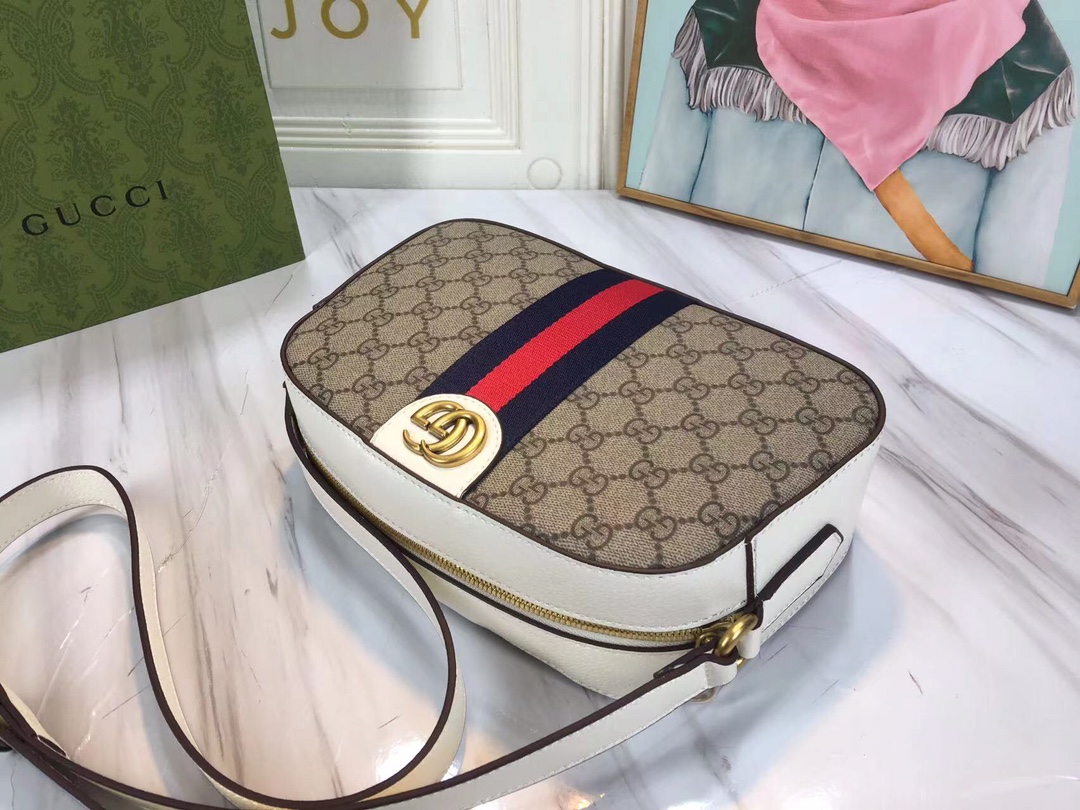 Gucci Ophidia Doble G Bolso de hombro: negro/blanco-9