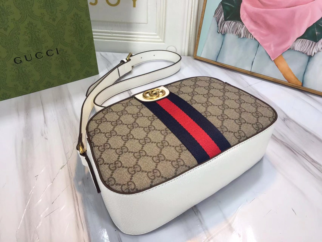 Gucci Ophidia Doble G Bolso de hombro: negro/blanco-10