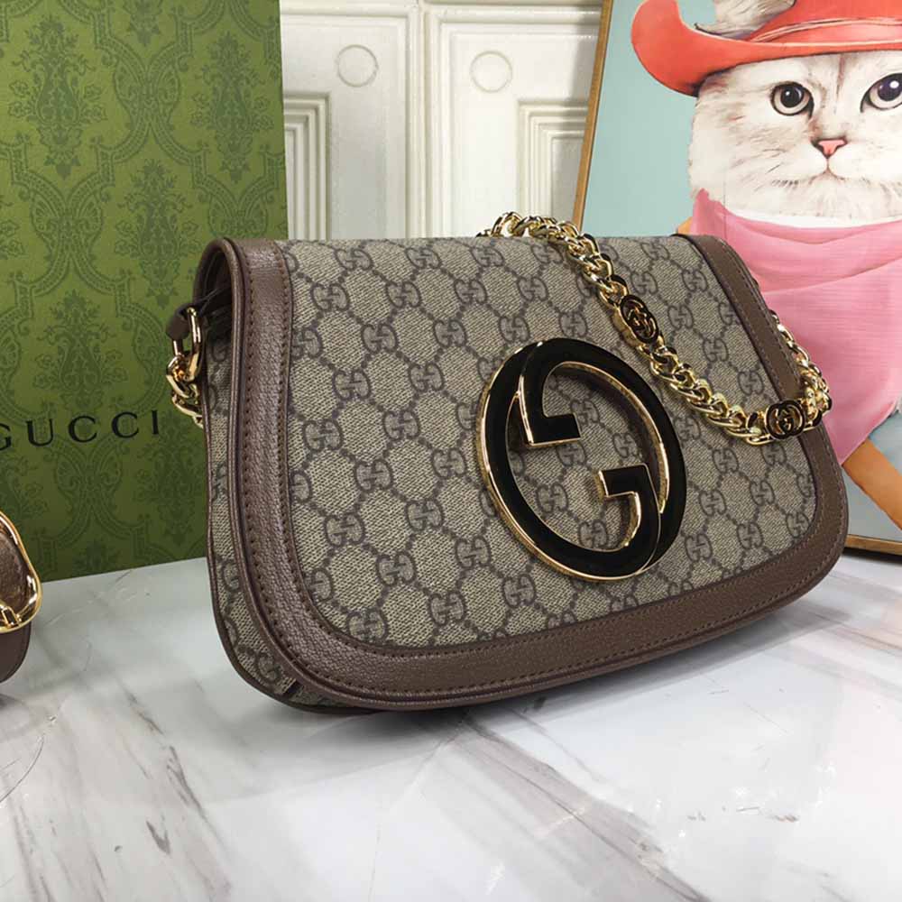 Bolso de hombro rubio de Gucci marrón/rojo-1