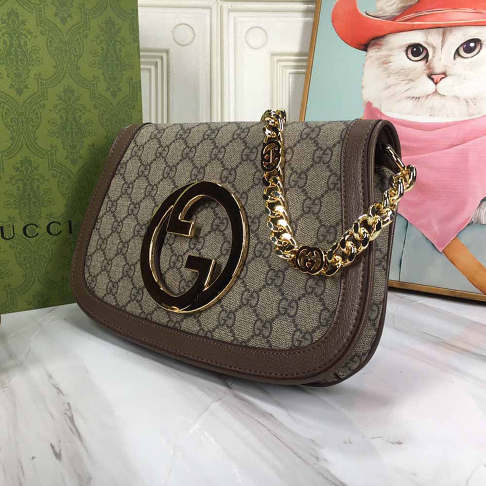 Bolso de hombro rubio de Gucci marrón/rojo-2