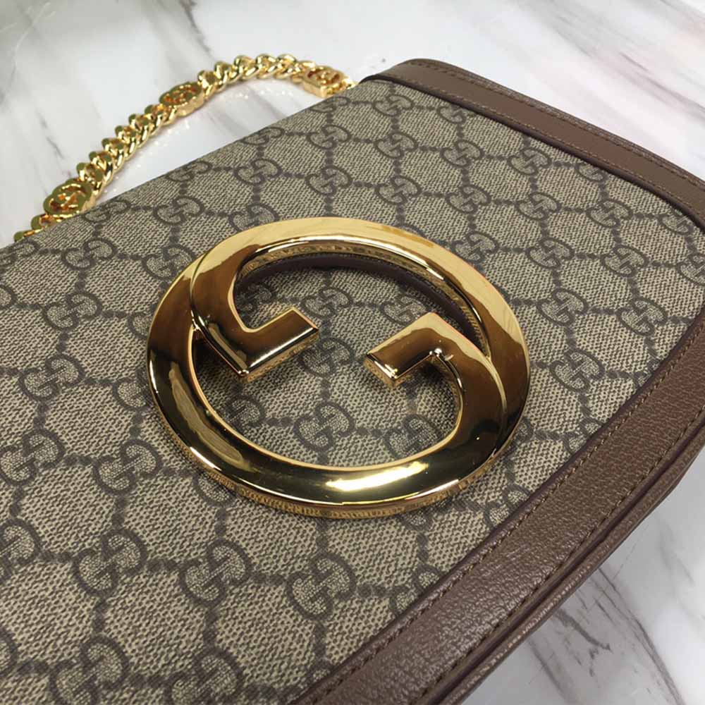 Bolso de hombro rubio de Gucci marrón/rojo-5