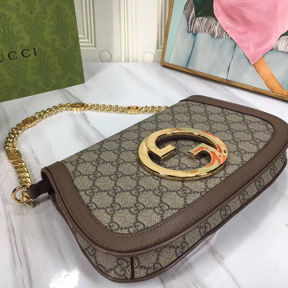 Bolso de hombro rubio de Gucci marrón/rojo-6