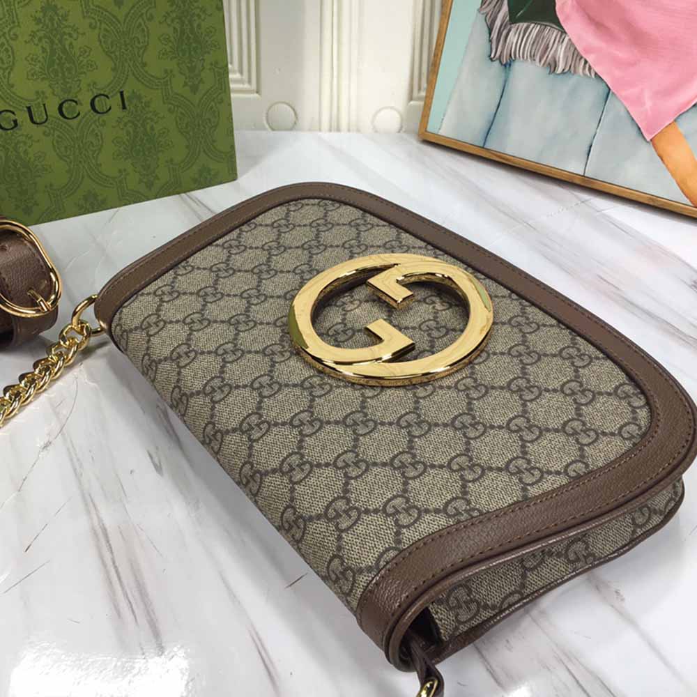 Bolso de hombro rubio de Gucci marrón/rojo-7