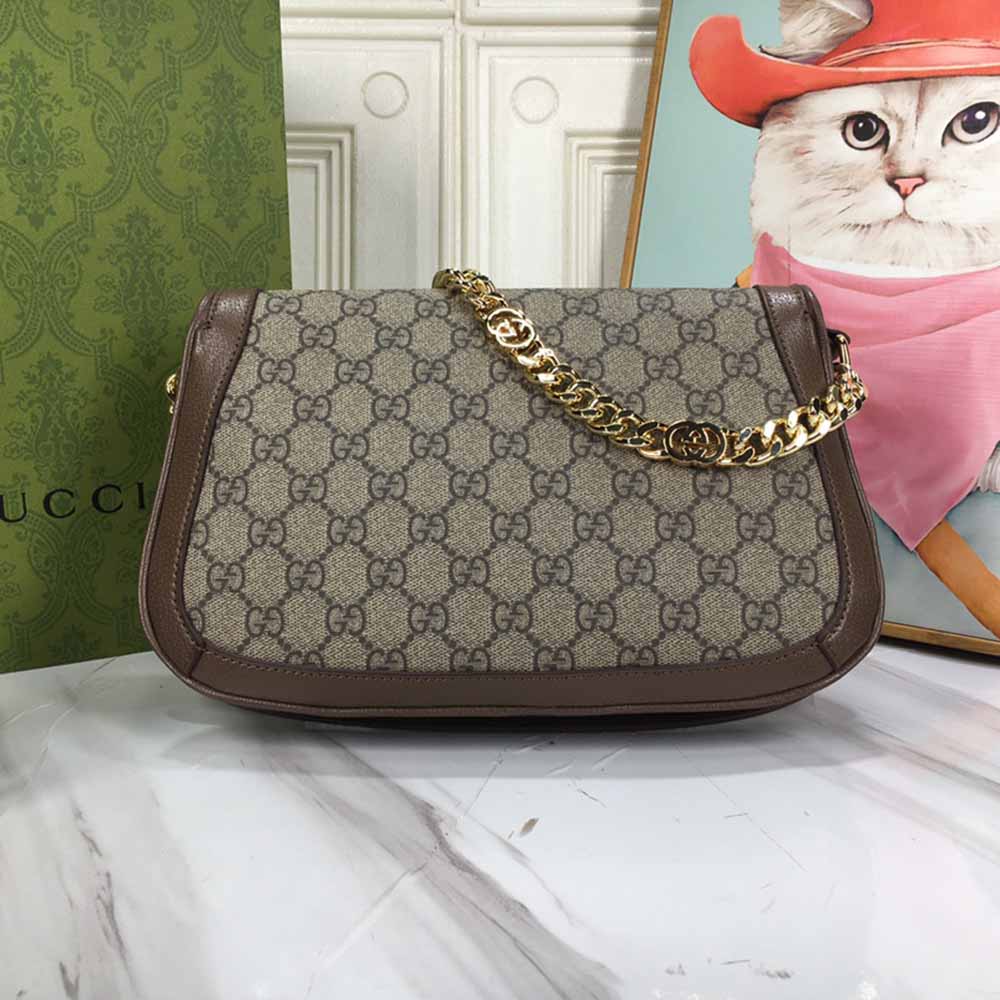 Bolso de hombro rubio de Gucci marrón/rojo-8