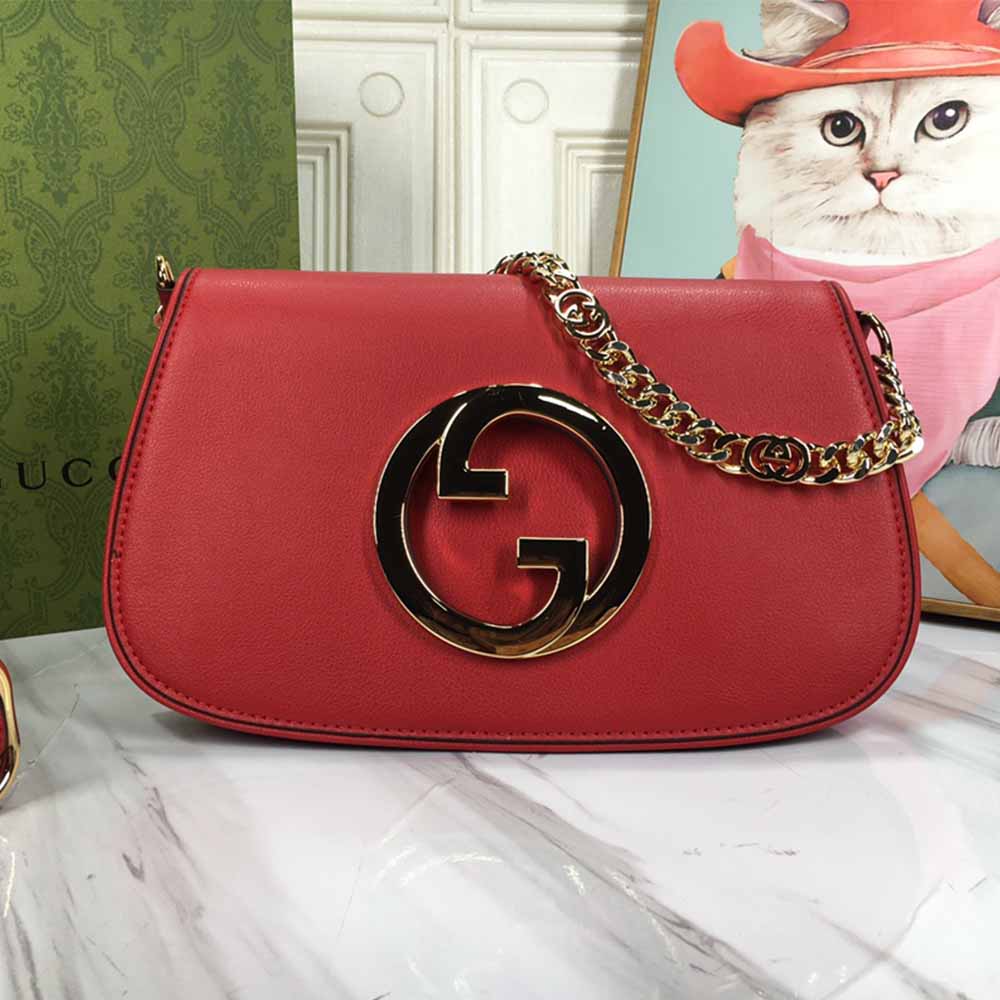 Bolso de hombro rubio de Gucci marrón/rojo-9