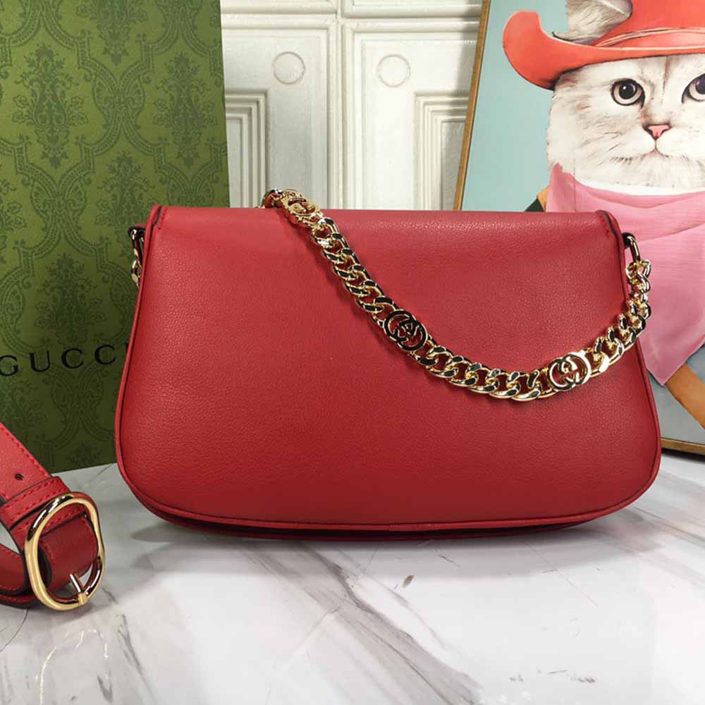 Bolso de hombro rubio de Gucci marrón/rojo-10
