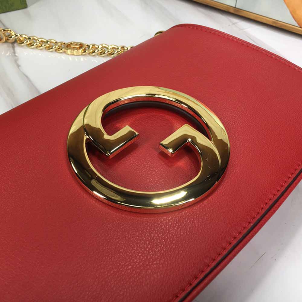 Bolso de hombro rubio de Gucci marrón/rojo-11