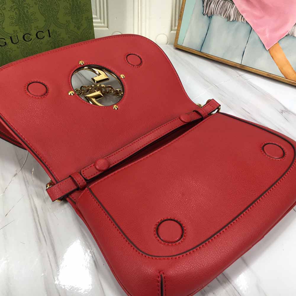 Bolso de hombro rubio de Gucci marrón/rojo-12