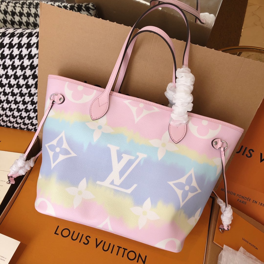 Louis Vuitton Escale Neverfull MM M45127 Pink/Blue/Red-4