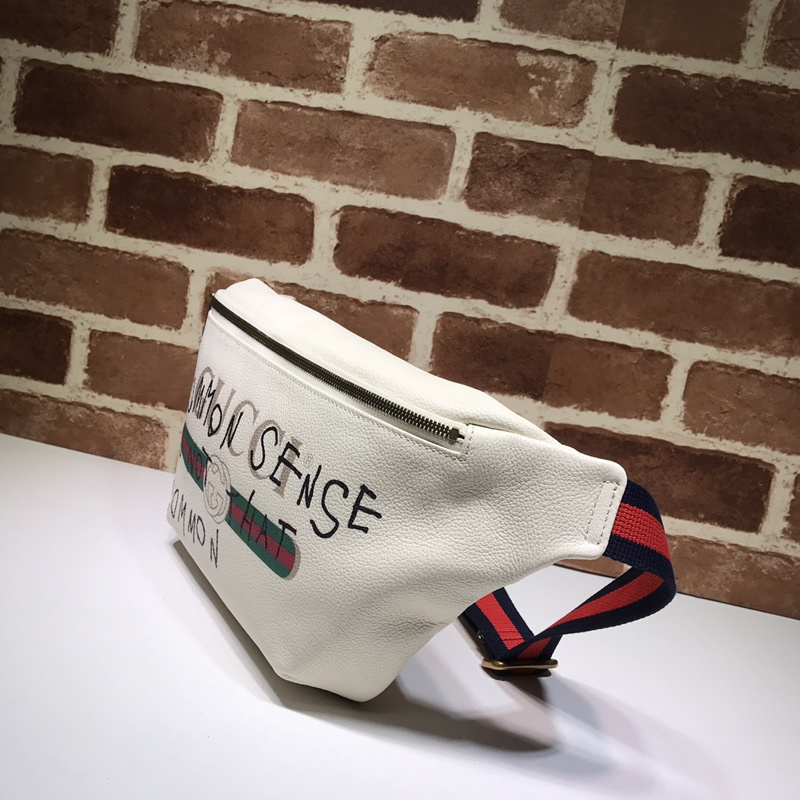 Bolsa de cinturón de cuero Gucci Graffiti 493869 Negro/Blanco-1
