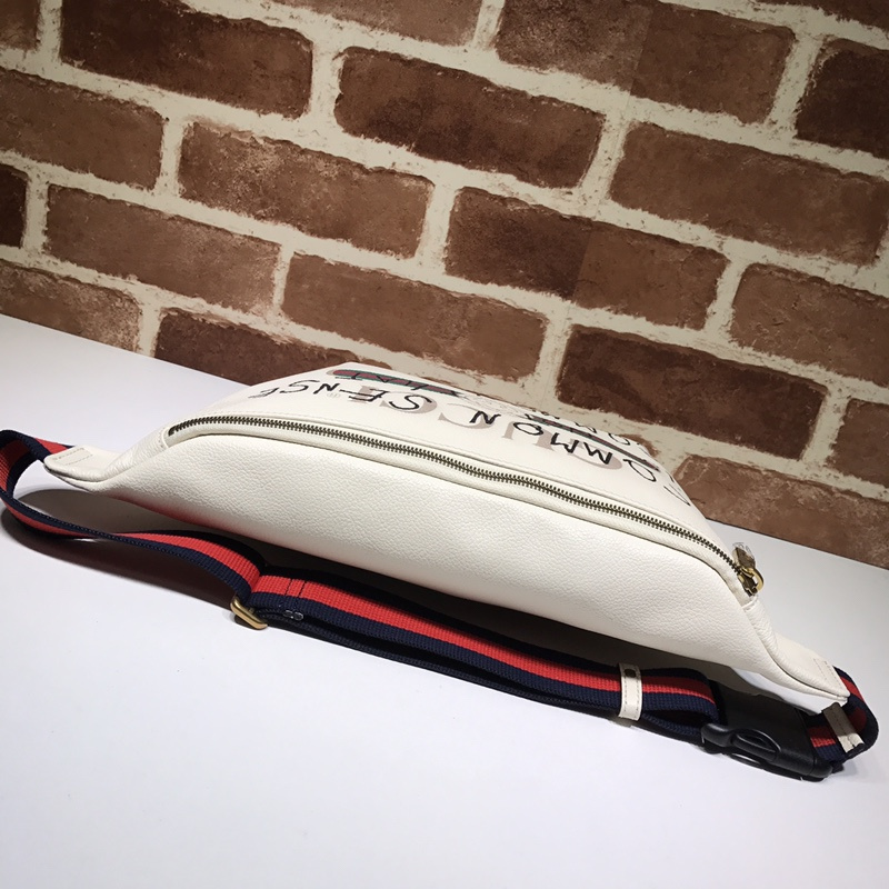 Bolsa de cinturón de cuero Gucci Graffiti 493869 Negro/Blanco-2