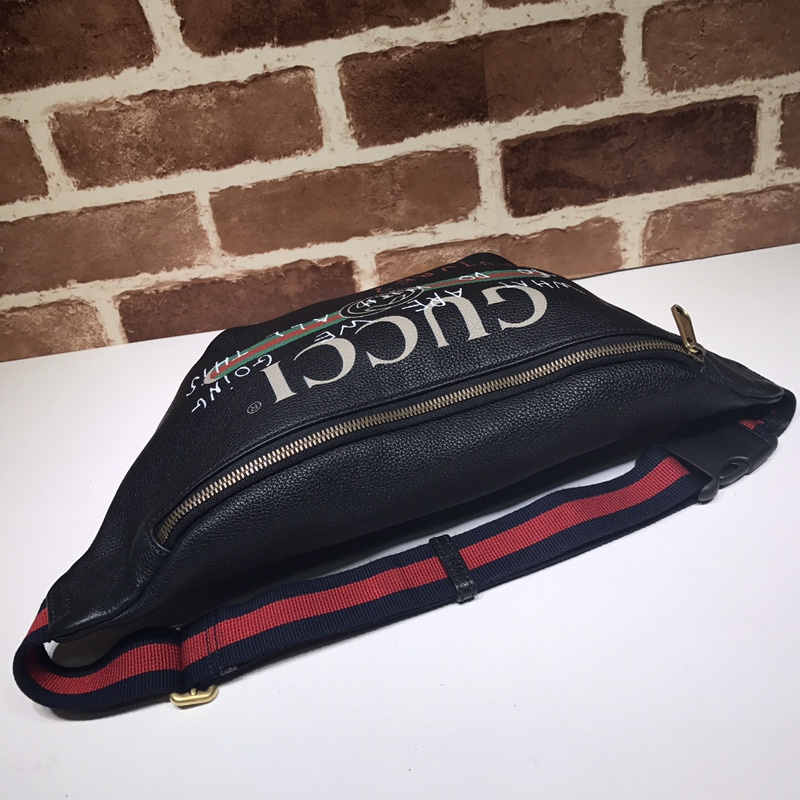 Bolsa de cinturón de cuero Gucci Graffiti 493869 Negro/Blanco-10