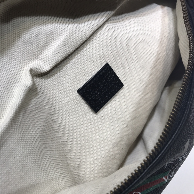 Bolsa de cinturón de cuero Gucci Graffiti 493869 Negro/Blanco-15