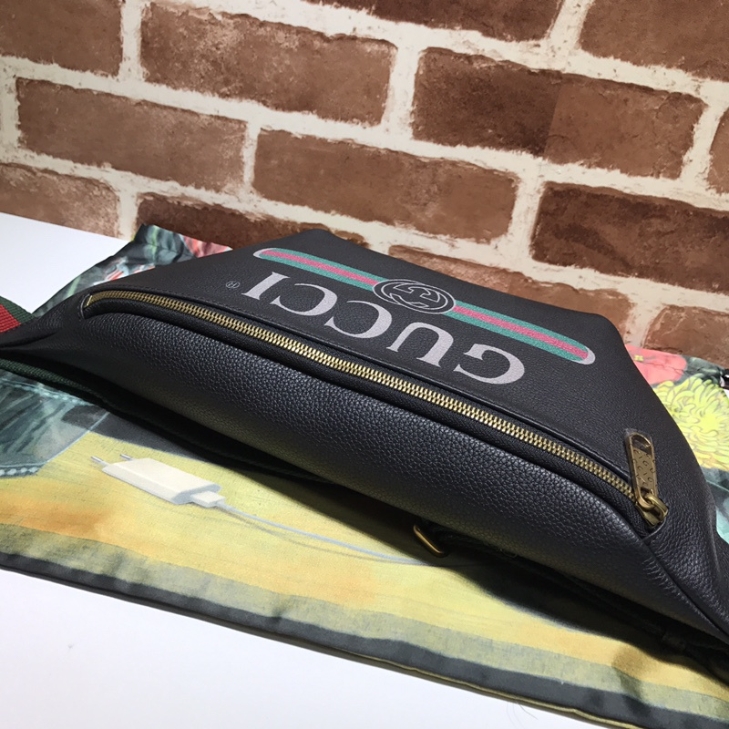 Bolsa de cinturón de cuero Gucci 493869 Negro/blanco-1