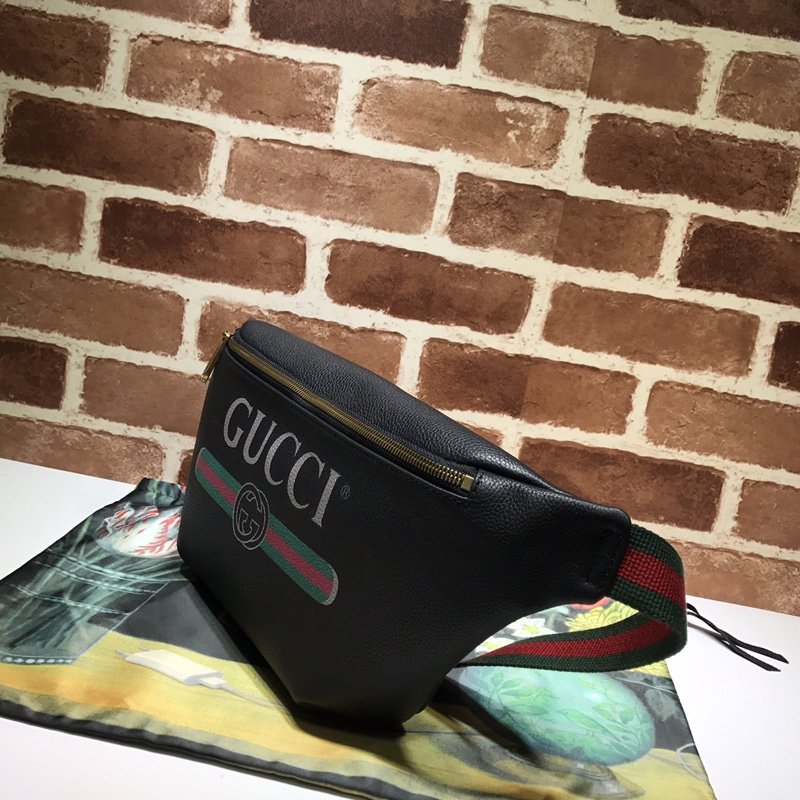 Bolsa de cinturón de cuero Gucci 493869 Negro/blanco-3