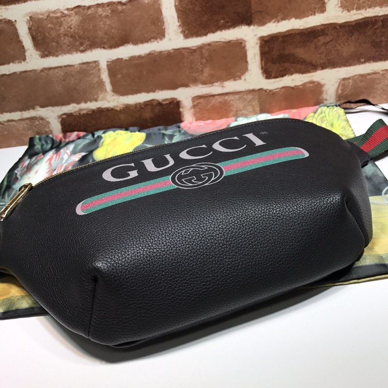Bolsa de cinturón de cuero Gucci 493869 Negro/blanco-4