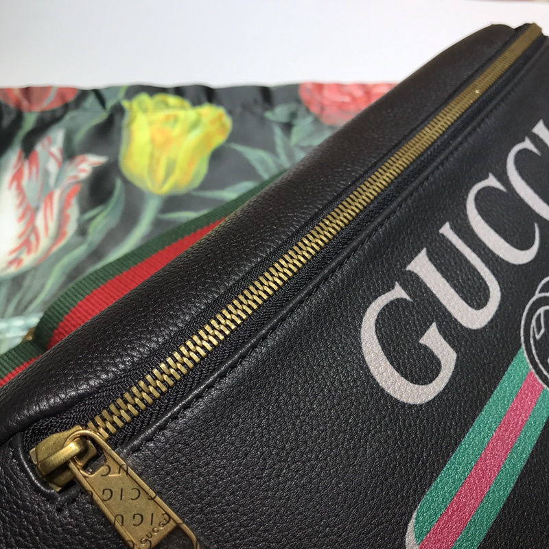 Bolsa de cinturón de cuero Gucci 493869 Negro/blanco-5
