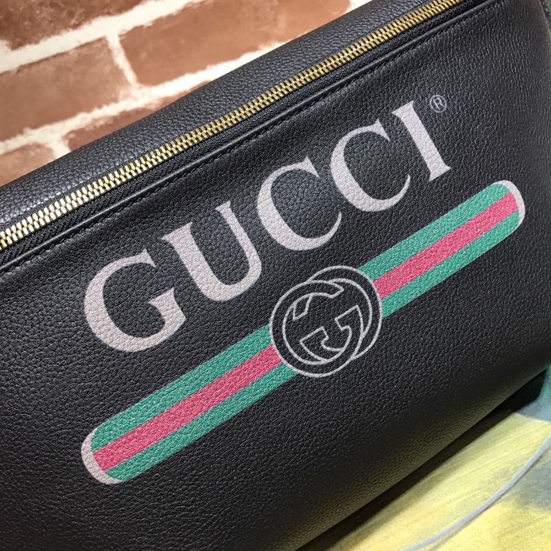 Bolsa de cinturón de cuero Gucci 493869 Negro/blanco-7