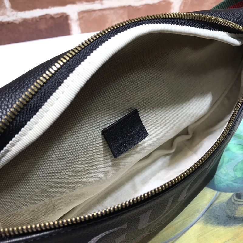 Bolsa de cinturón de cuero Gucci 493869 Negro/blanco-8