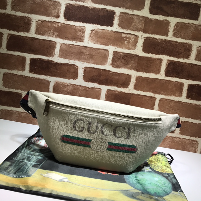 Bolsa de cinturón de cuero Gucci 493869 Negro/blanco-9