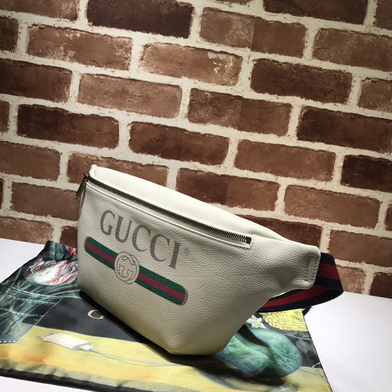 Bolsa de cinturón de cuero Gucci 493869 Negro/blanco-10