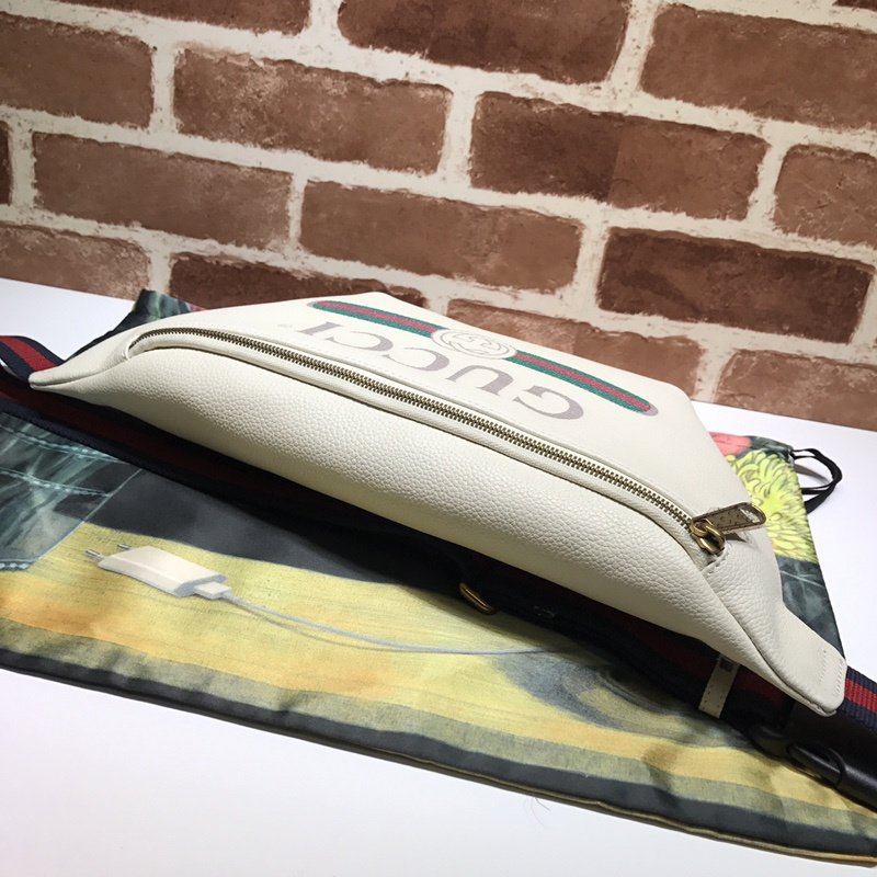 Bolsa de cinturón de cuero Gucci 493869 Negro/blanco-12