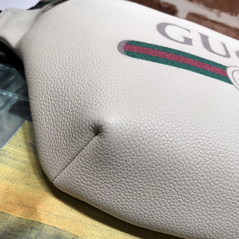Bolsa de cinturón de cuero Gucci 493869 Negro/blanco-15