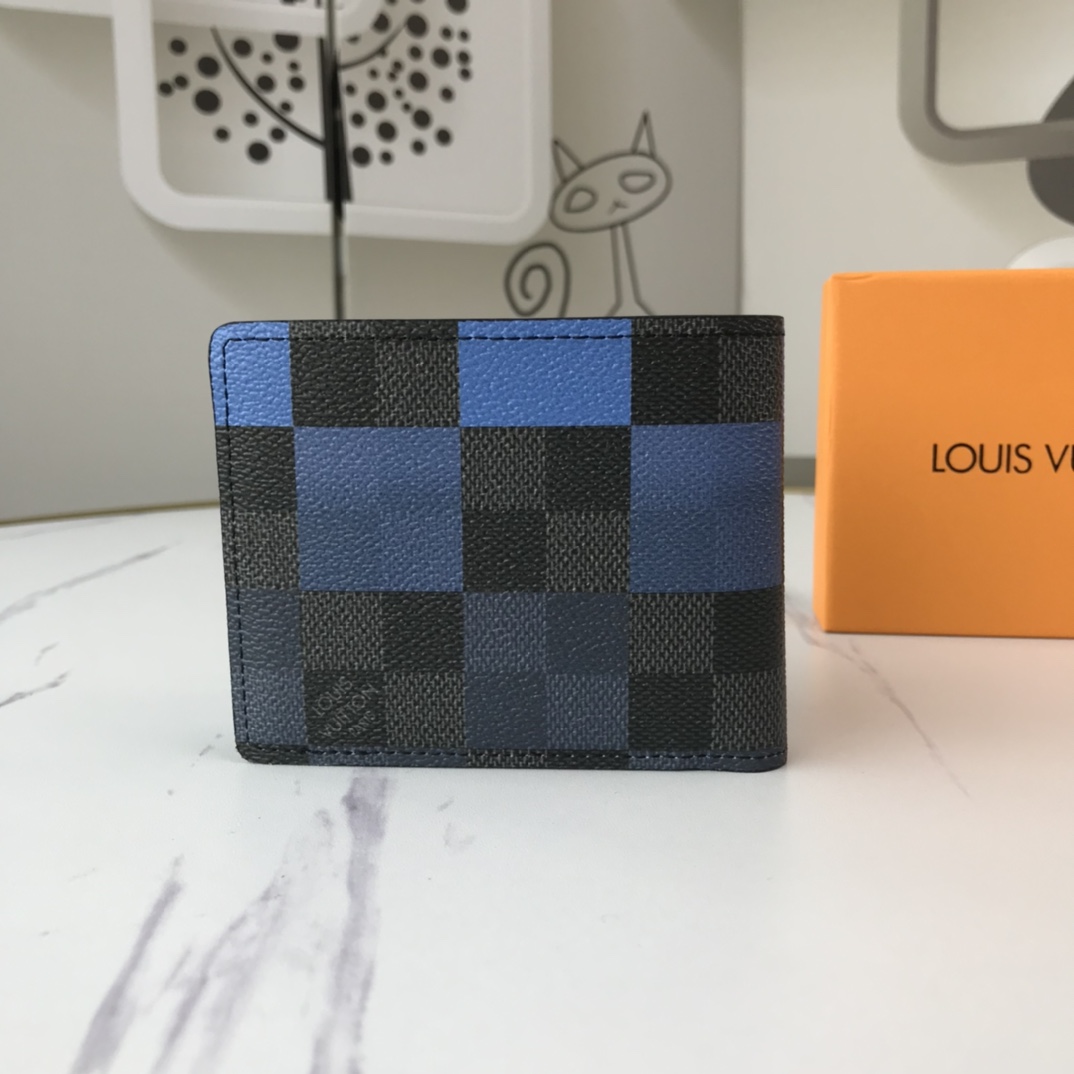 Louis Vuitton Múltiple billetera N40414 Blanco/azul/naranja-1
