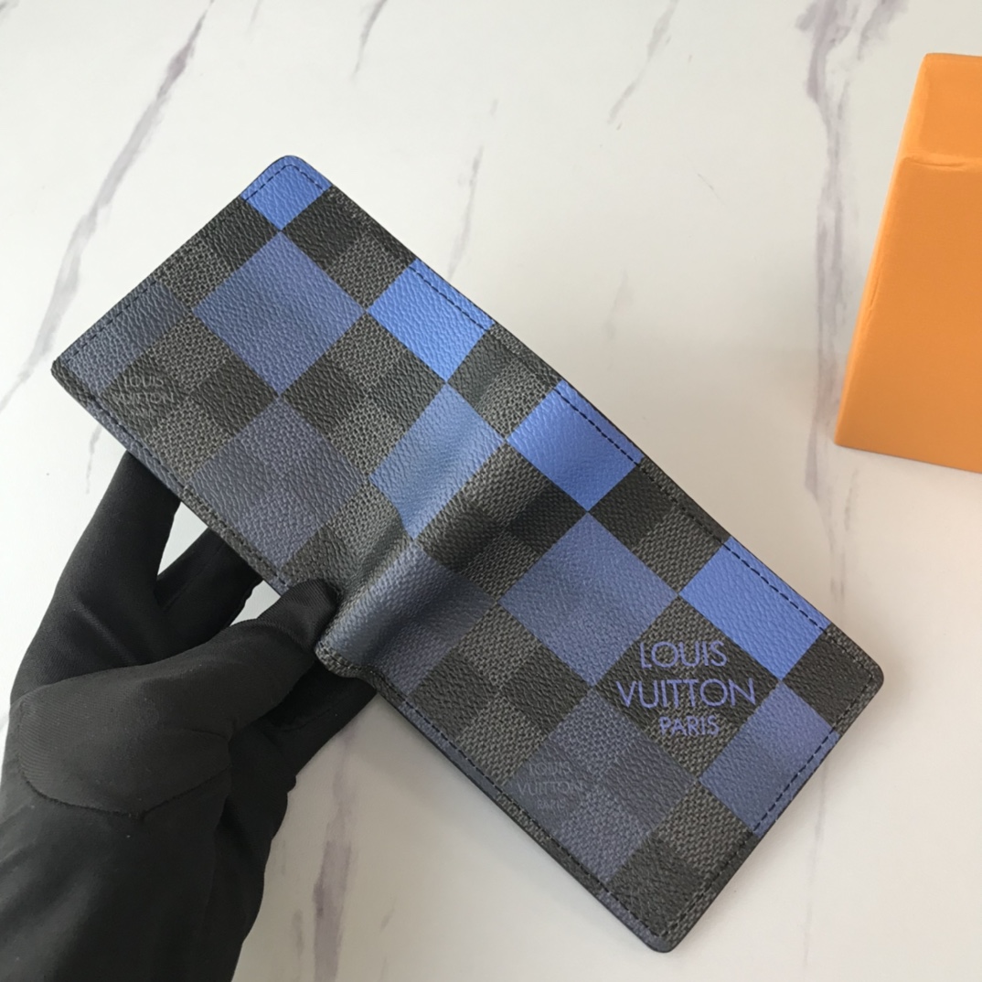 Louis Vuitton Múltiple billetera N40414 Blanco/azul/naranja-4