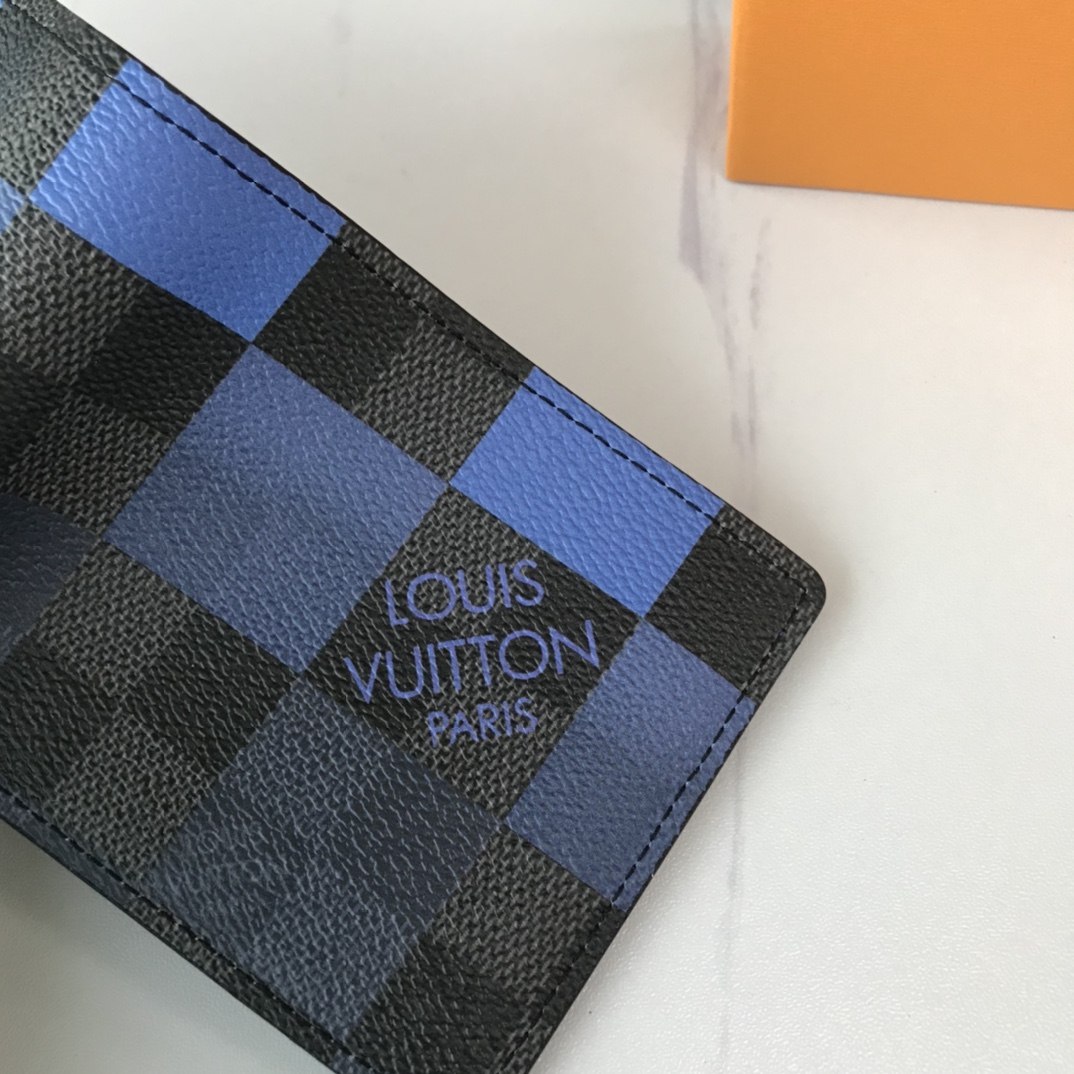 Louis Vuitton Múltiple billetera N40414 Blanco/azul/naranja-5