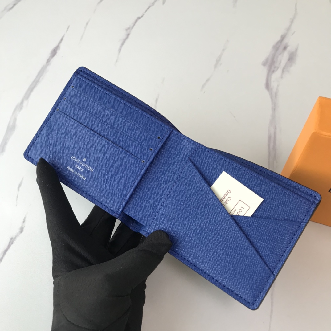 Louis Vuitton Múltiple billetera N40414 Blanco/azul/naranja-6