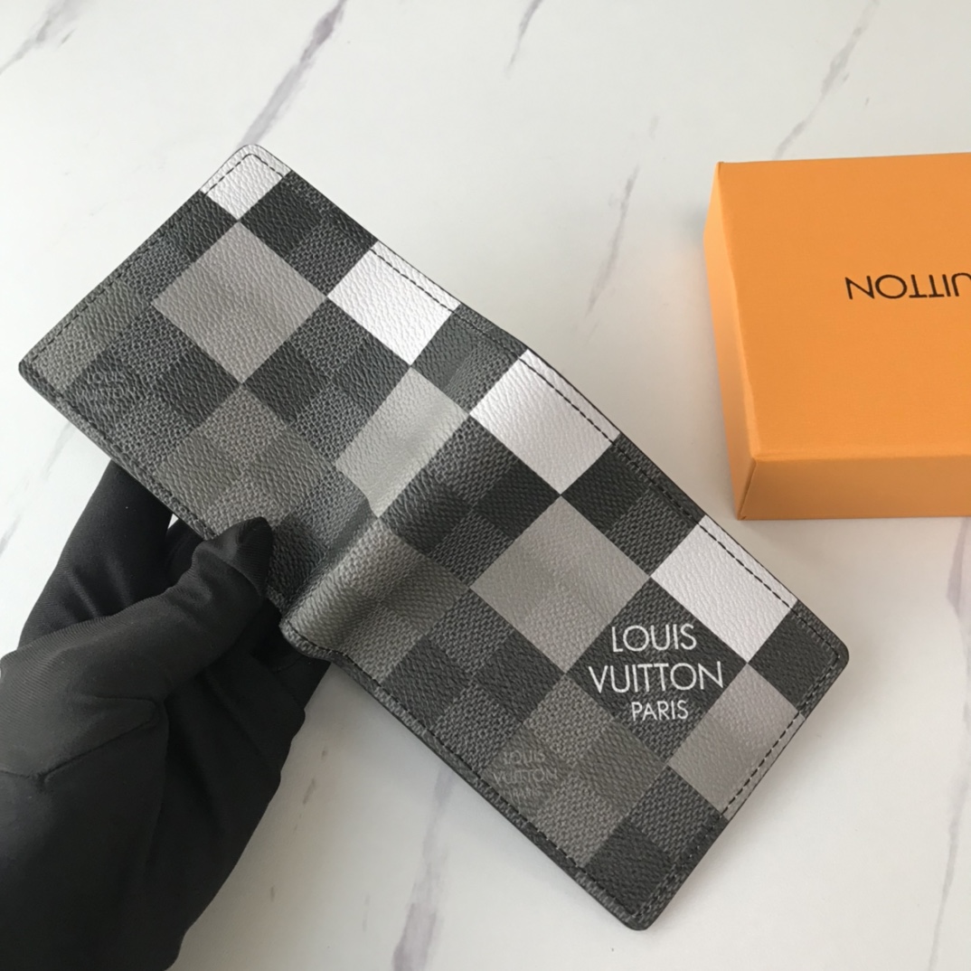 Louis Vuitton Múltiple billetera N40414 Blanco/azul/naranja-11