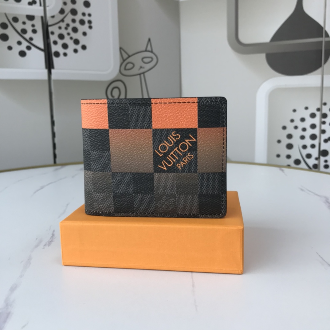 Louis Vuitton Múltiple billetera N40414 Blanco/azul/naranja-13
