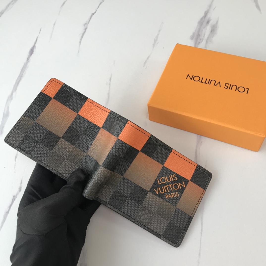 Louis Vuitton Múltiple billetera N40414 Blanco/azul/naranja-15