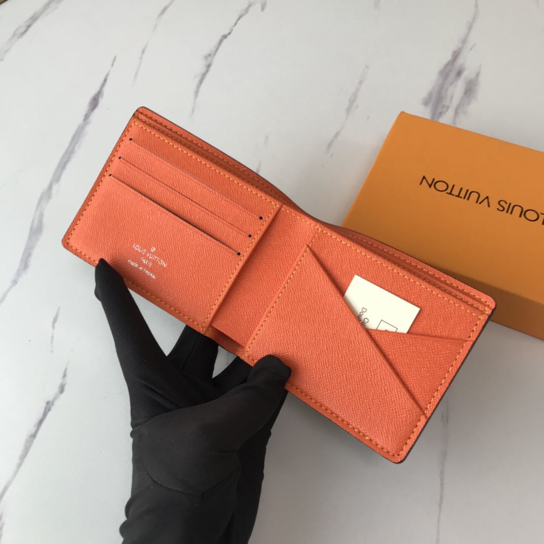Louis Vuitton Múltiple billetera N40414 Blanco/azul/naranja-16