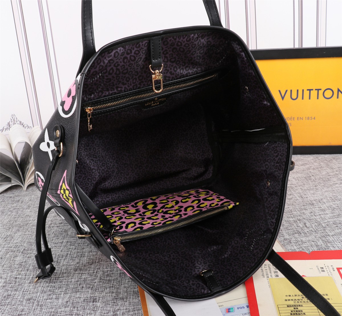 Louis Vuitton AAA-NEVERFULL MM BOGA DE TOTE NEGRO/NEGRO-5