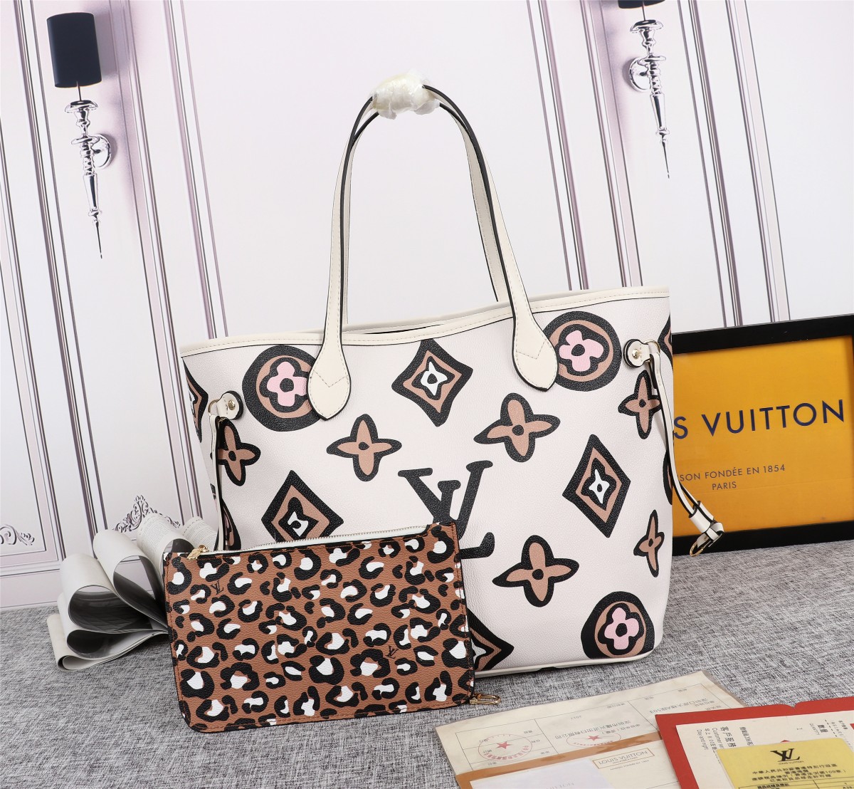 Louis Vuitton AAA-NEVERFULL MM BOGA DE TOTE NEGRO/NEGRO-6