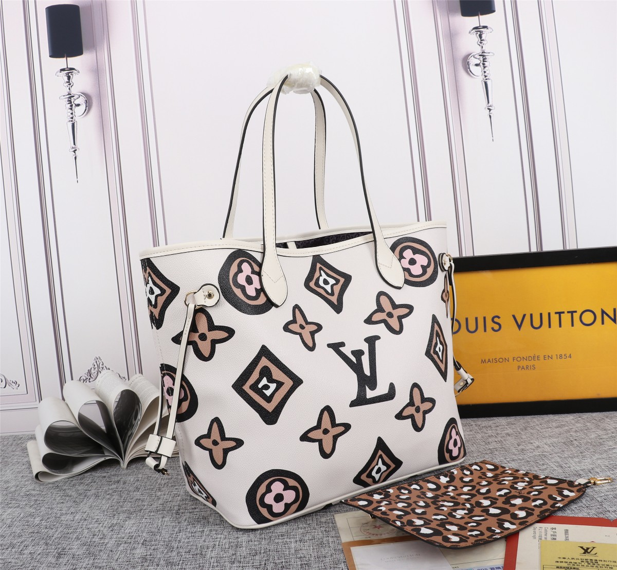 Louis Vuitton AAA-NEVERFULL MM BOGA DE TOTE NEGRO/NEGRO-7