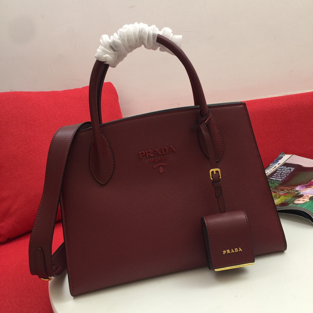 bolso monocromático de cuero de saffiano prafiano-4