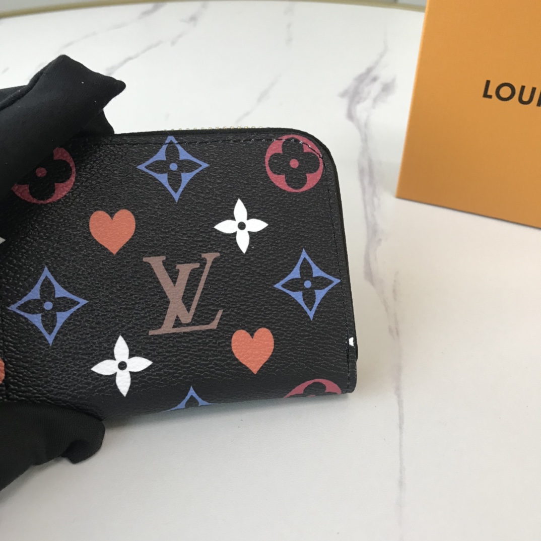 Juego de Louis Vuitton en Zippy Coin Purse M80305 Negro/Blanco-3