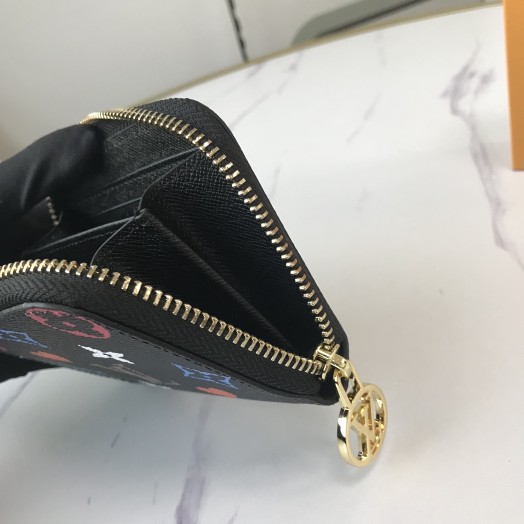Juego de Louis Vuitton en Zippy Coin Purse M80305 Negro/Blanco-5