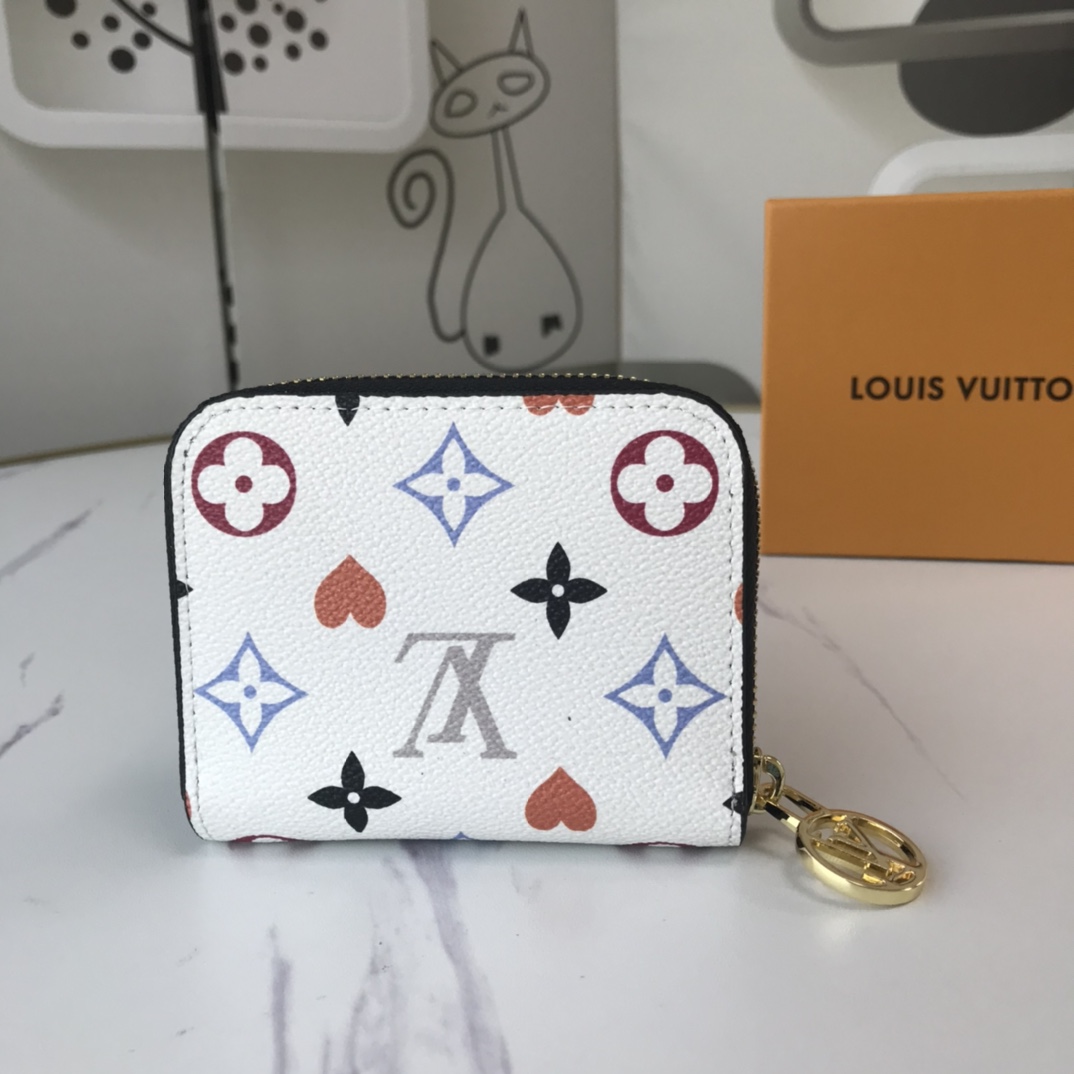 Juego de Louis Vuitton en Zippy Coin Purse M80305 Negro/Blanco-9