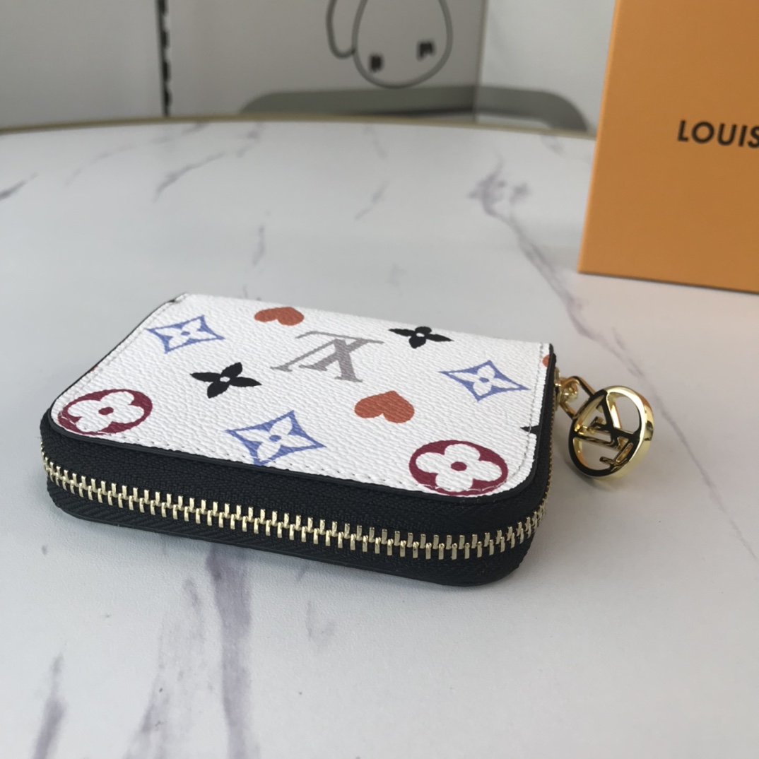 Juego de Louis Vuitton en Zippy Coin Purse M80305 Negro/Blanco-10