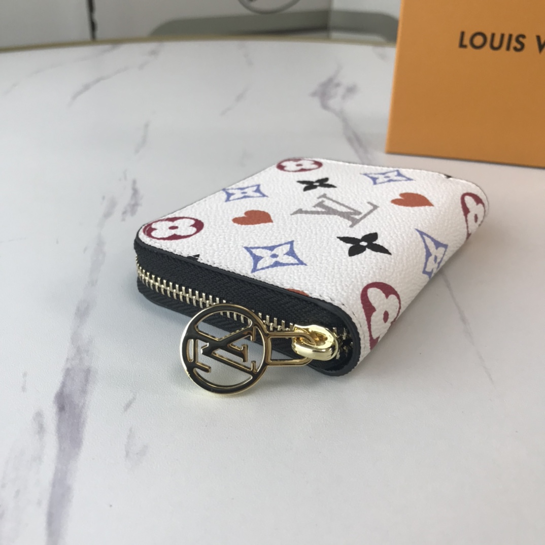 Juego de Louis Vuitton en Zippy Coin Purse M80305 Negro/Blanco-11